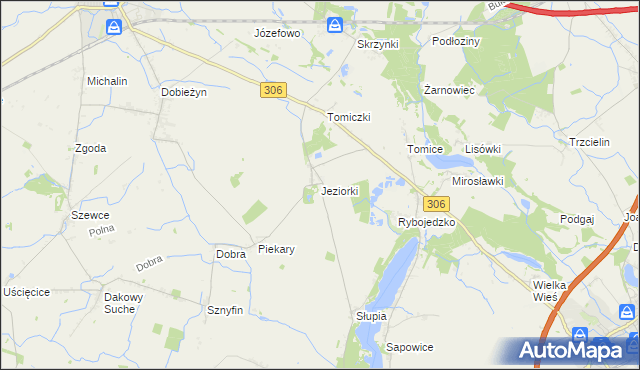 mapa Jeziorki gmina Stęszew, Jeziorki gmina Stęszew na mapie Targeo