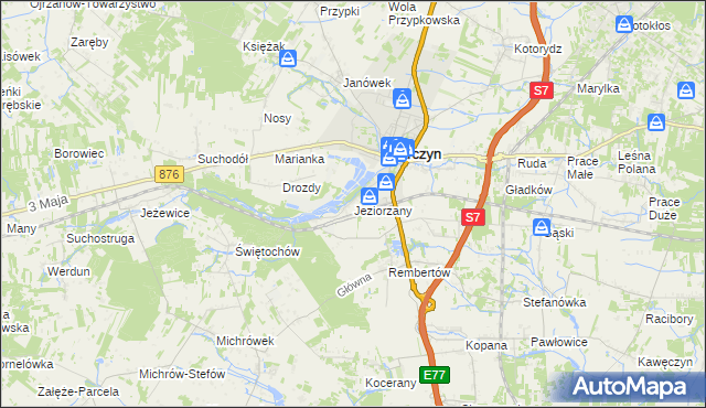 mapa Jeziorzany gmina Tarczyn, Jeziorzany gmina Tarczyn na mapie Targeo