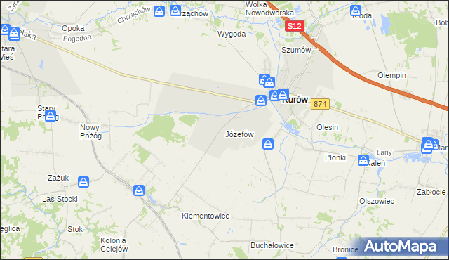 mapa Józefów gmina Kurów, Józefów gmina Kurów na mapie Targeo