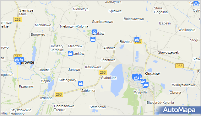 mapa Józefowo gmina Kleczew, Józefowo gmina Kleczew na mapie Targeo