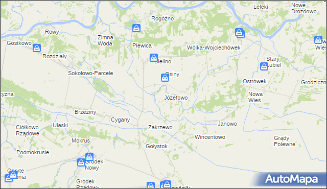 mapa Józefowo gmina Rząśnik, Józefowo gmina Rząśnik na mapie Targeo