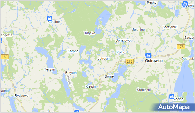 mapa Jutrosin gmina Ostrowice, Jutrosin gmina Ostrowice na mapie Targeo