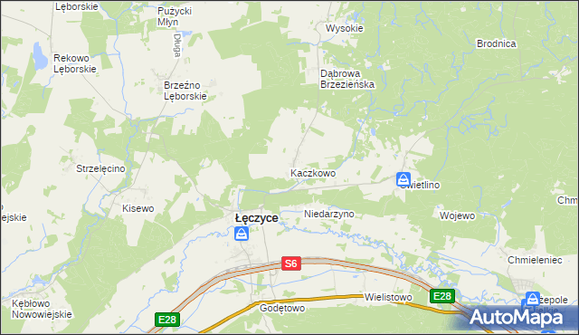 mapa Kaczkowo gmina Łęczyce, Kaczkowo gmina Łęczyce na mapie Targeo