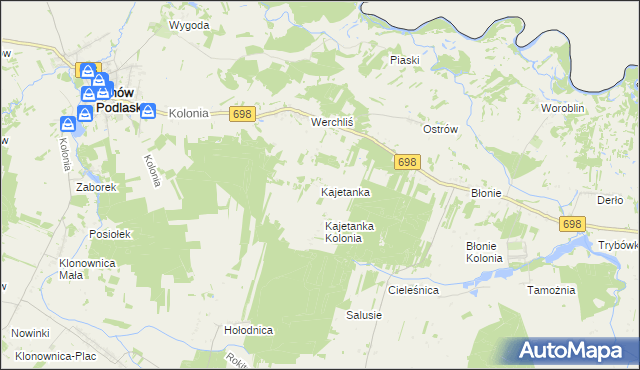 mapa Kajetanka, Kajetanka na mapie Targeo