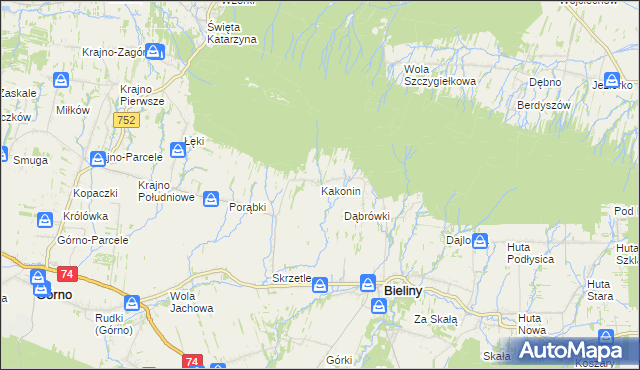 mapa Kakonin, Kakonin na mapie Targeo