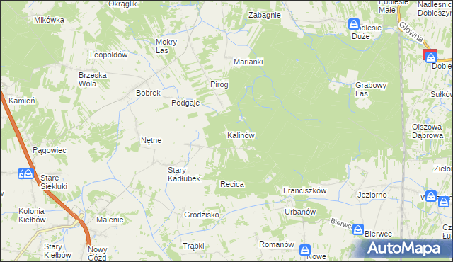 mapa Kalinów gmina Stromiec, Kalinów gmina Stromiec na mapie Targeo