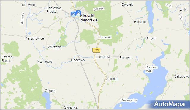 mapa Kamienna gmina Prabuty, Kamienna gmina Prabuty na mapie Targeo