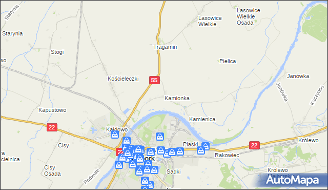 mapa Kamionka gmina Malbork, Kamionka gmina Malbork na mapie Targeo