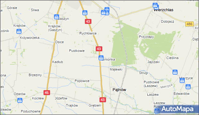 mapa Kamionka gmina Pątnów, Kamionka gmina Pątnów na mapie Targeo
