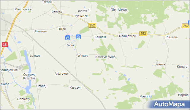 mapa Karczyn-Wieś, Karczyn-Wieś na mapie Targeo