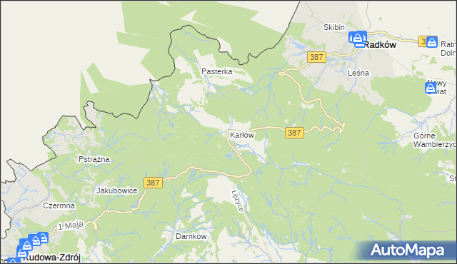 mapa Karłów gmina Radków, Karłów gmina Radków na mapie Targeo