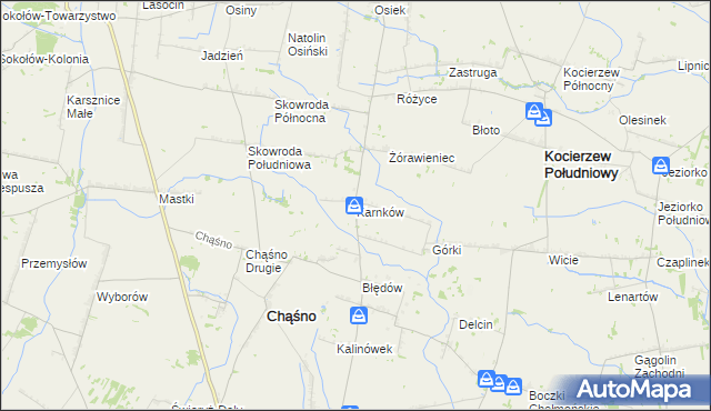 mapa Karnków gmina Chąśno, Karnków gmina Chąśno na mapie Targeo