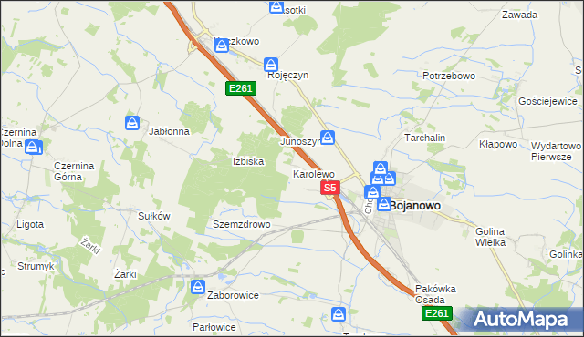mapa Karolewo gmina Bojanowo, Karolewo gmina Bojanowo na mapie Targeo