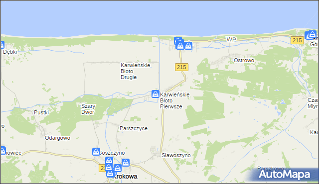 mapa Karwieńskie Błoto Pierwsze, Karwieńskie Błoto Pierwsze na mapie Targeo