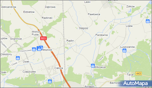 mapa Kąty gmina Jarocin, Kąty gmina Jarocin na mapie Targeo