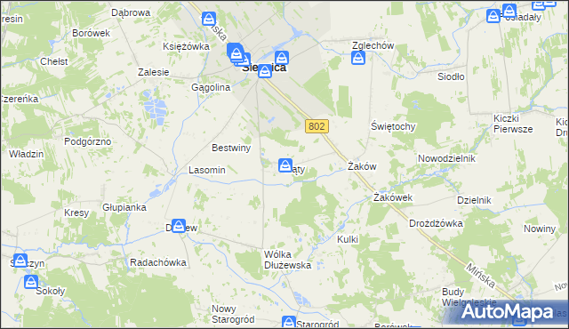 mapa Kąty gmina Siennica, Kąty gmina Siennica na mapie Targeo