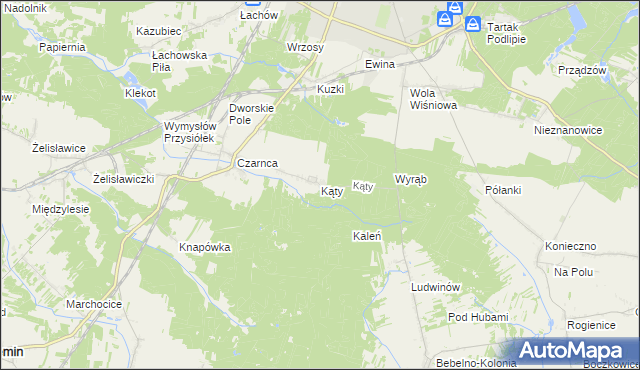mapa Kąty gmina Włoszczowa, Kąty gmina Włoszczowa na mapie Targeo