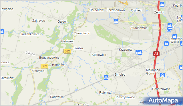 mapa Kębłowice gmina Kąty Wrocławskie, Kębłowice gmina Kąty Wrocławskie na mapie Targeo