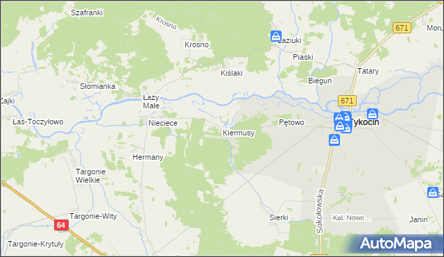 mapa Kiermusy, Kiermusy na mapie Targeo