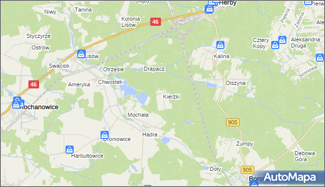 mapa Kierzki gmina Herby, Kierzki gmina Herby na mapie Targeo