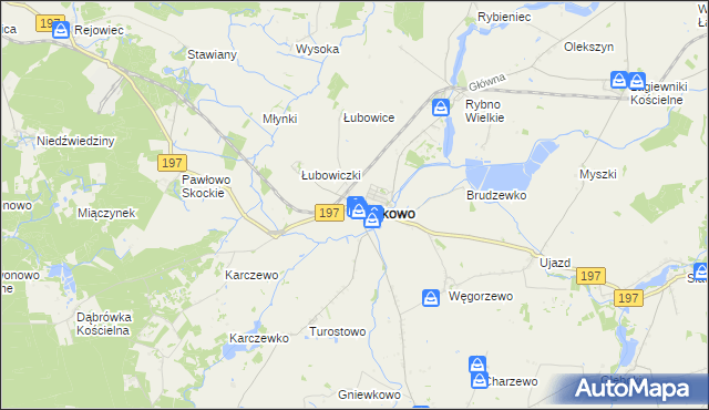 mapa Kiszkowo powiat gnieźnieński, Kiszkowo powiat gnieźnieński na mapie Targeo