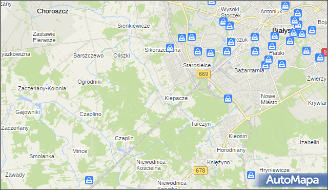 mapa Klepacze gmina Choroszcz, Klepacze gmina Choroszcz na mapie Targeo