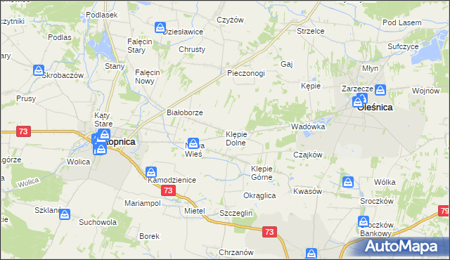 mapa Klępie Dolne, Klępie Dolne na mapie Targeo