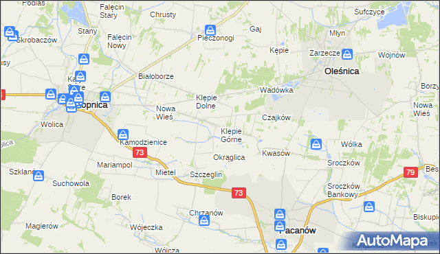 mapa Klępie Górne, Klępie Górne na mapie Targeo