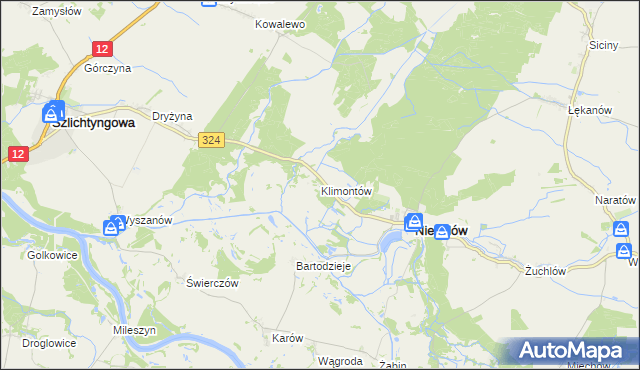 mapa Klimontów gmina Niechlów, Klimontów gmina Niechlów na mapie Targeo