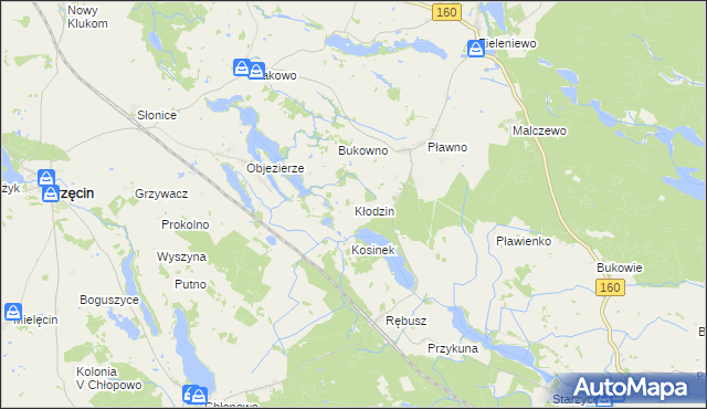 mapa Kłodzin gmina Bierzwnik, Kłodzin gmina Bierzwnik na mapie Targeo