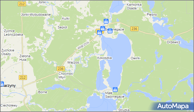 mapa Kokoszka gmina Chojnice, Kokoszka gmina Chojnice na mapie Targeo