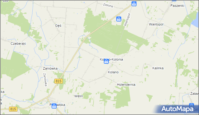 mapa Kolano-Kolonia, Kolano-Kolonia na mapie Targeo