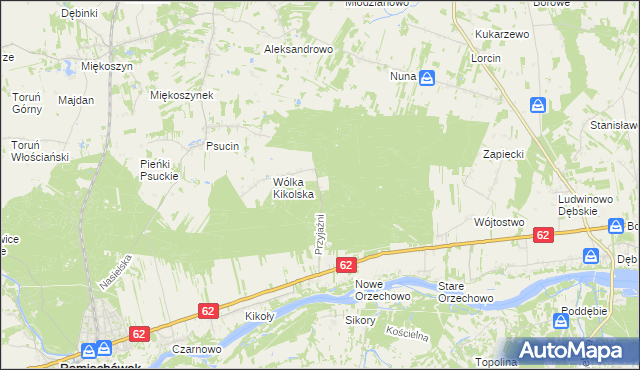 mapa Kolonia gmina Pomiechówek, Kolonia gmina Pomiechówek na mapie Targeo