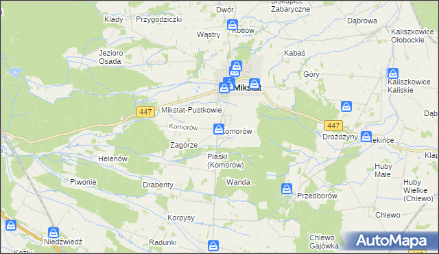 mapa Komorów gmina Mikstat, Komorów gmina Mikstat na mapie Targeo