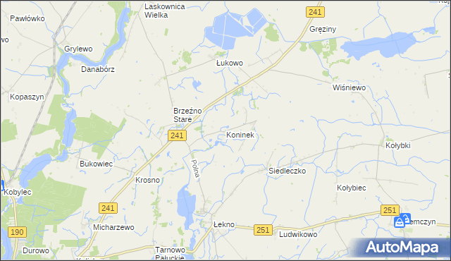 mapa Koninek gmina Wągrowiec, Koninek gmina Wągrowiec na mapie Targeo