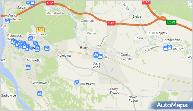 mapa Końskowola, Końskowola na mapie Targeo