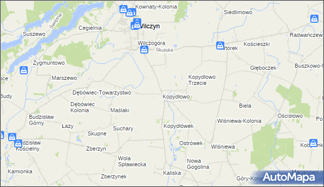 mapa Kopydłowo gmina Wilczyn, Kopydłowo gmina Wilczyn na mapie Targeo