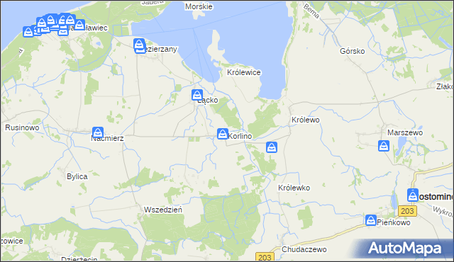 mapa Korlino, Korlino na mapie Targeo