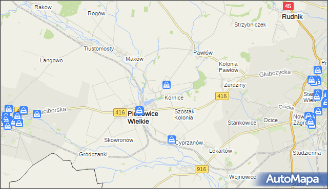 mapa Kornice, Kornice na mapie Targeo