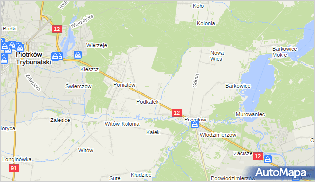 mapa Korytnica gmina Sulejów, Korytnica gmina Sulejów na mapie Targeo