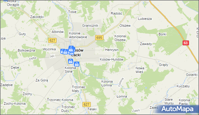 mapa Kosów-Hulidów, Kosów-Hulidów na mapie Targeo