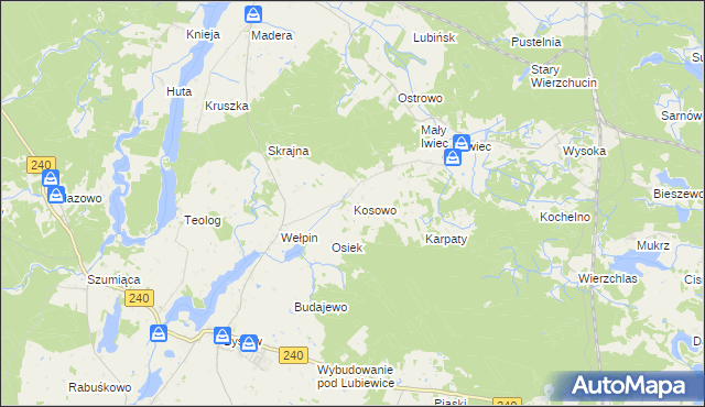 mapa Kosowo gmina Cekcyn, Kosowo gmina Cekcyn na mapie Targeo