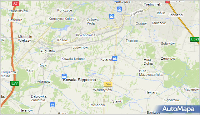 mapa Kotarwice, Kotarwice na mapie Targeo