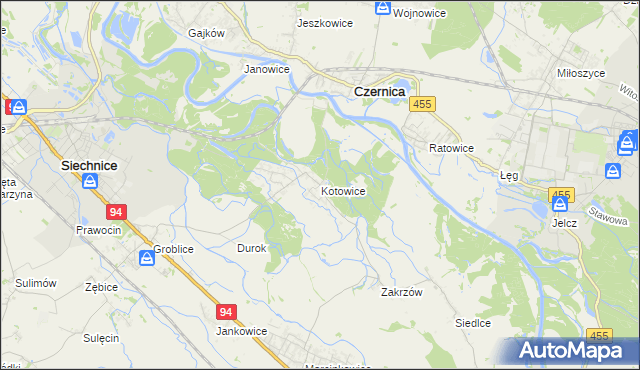 mapa Kotowice gmina Siechnice, Kotowice gmina Siechnice na mapie Targeo