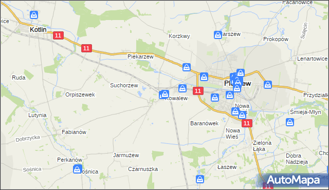 mapa Kowalew gmina Pleszew, Kowalew gmina Pleszew na mapie Targeo