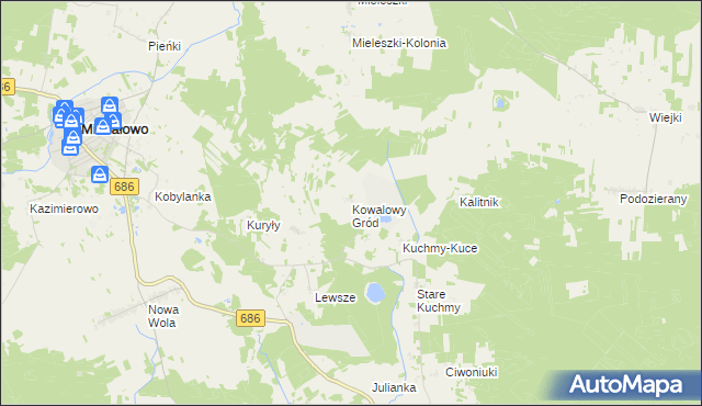 mapa Kowalowy Gród, Kowalowy Gród na mapie Targeo