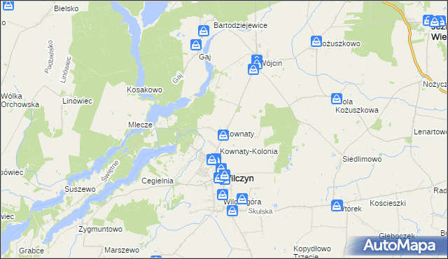mapa Kownaty gmina Wilczyn, Kownaty gmina Wilczyn na mapie Targeo