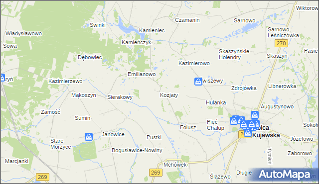 mapa Kozjaty, Kozjaty na mapie Targeo