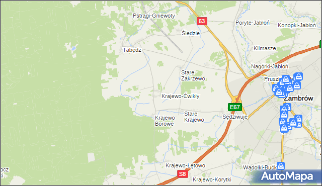 mapa Krajewo-Ćwikły, Krajewo-Ćwikły na mapie Targeo