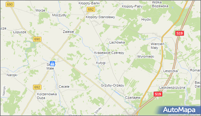 mapa Krasewice-Jagiełki, Krasewice-Jagiełki na mapie Targeo